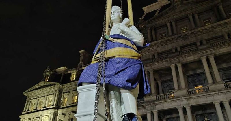 White House installs Christopher Columbus statue rebuilt from toppled Baltimore monument for heritage