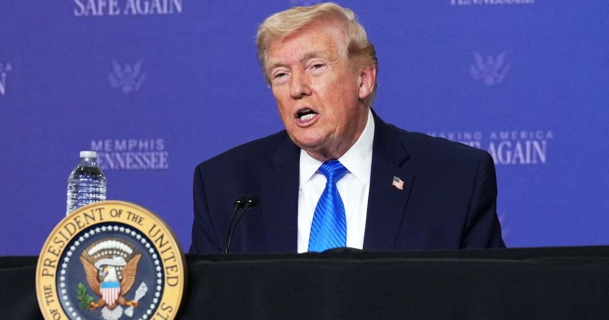 President Donald Trump participates in a roundtable discussion on public safety at a Tennessee Air National Guard Base, Monday, March 23, 2026, in Memphis, Tenn (AP Photo/Mark Schiefelbein)