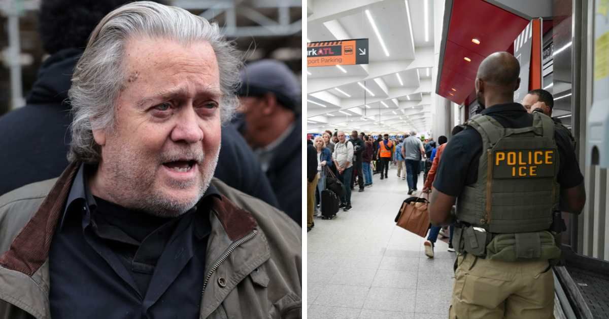 Steve Bannon raised the possibility of ICE agents overseeing polling stations during midterm elections after Donald Trump announced they would be deployed to US airports starting Monday, March 23 (Getty Images)