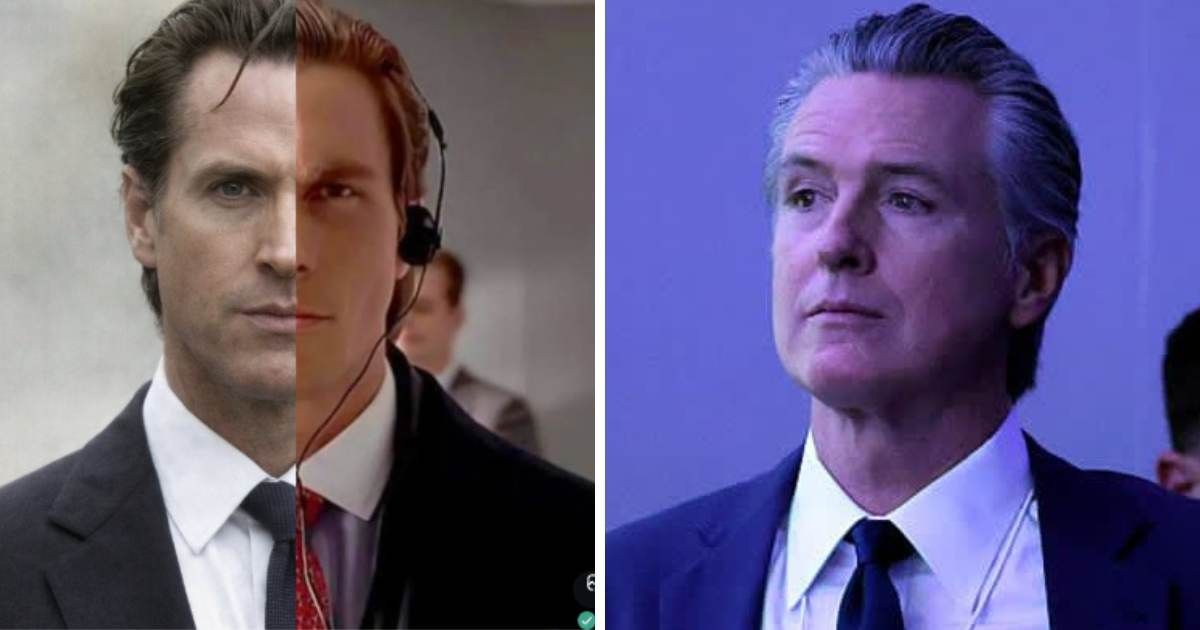 Gavin Newsom's Patrick Bateman comparison misfires as netizens call him out on social media (Screengrab/@GavinNewsom/X, Getty Images)