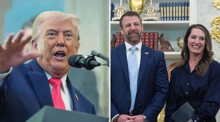 Trump jokes Markwayne Mullin’s wife ‘looks like she's about 22’ during DHS swearing-in ceremony