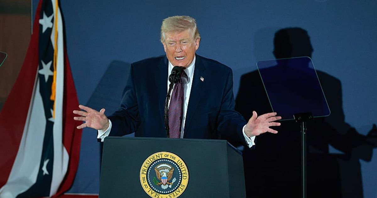 President Donald Trump attended the NRCC fundraising dinner at Union Station in Washington, DC, where he addressed the Iran conflict (Chip Somodevilla/Getty Images)