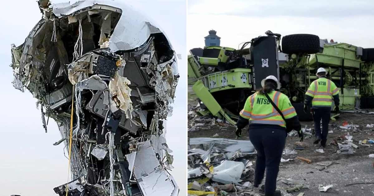 NTSB video revealed the wreckage of the Air Canada jet after the LaGuardia collision (NTSB)