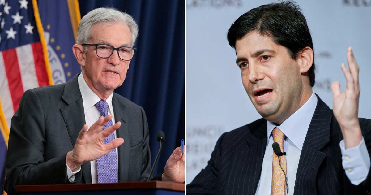 Kevin Warsh’s nomination faces a stall as Jerome Powell prepares to remain as ‘chair pro tem’ amid a Justice Department probe tied to the White House (Photo by Chip Somodevilla/Getty Images; AP Photo/Mark Lennihan, File)