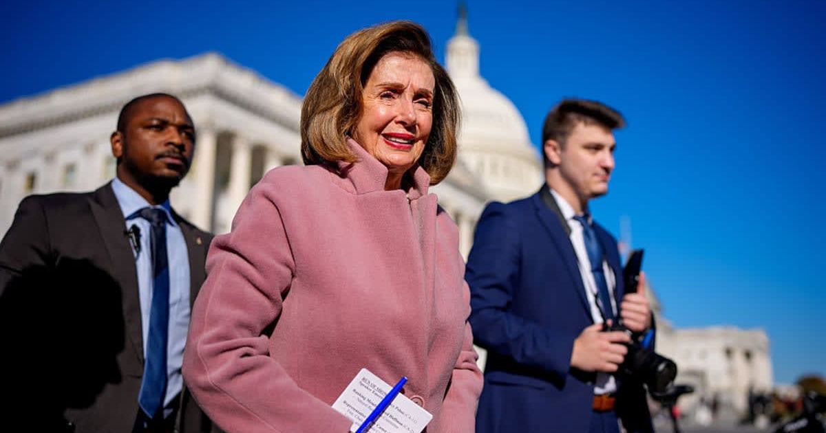Former House Speaker Nancy Pelosi released a video on Saturday, March 28, emphasizing democratic principles and warning of risks to the US political system (Getty Images)