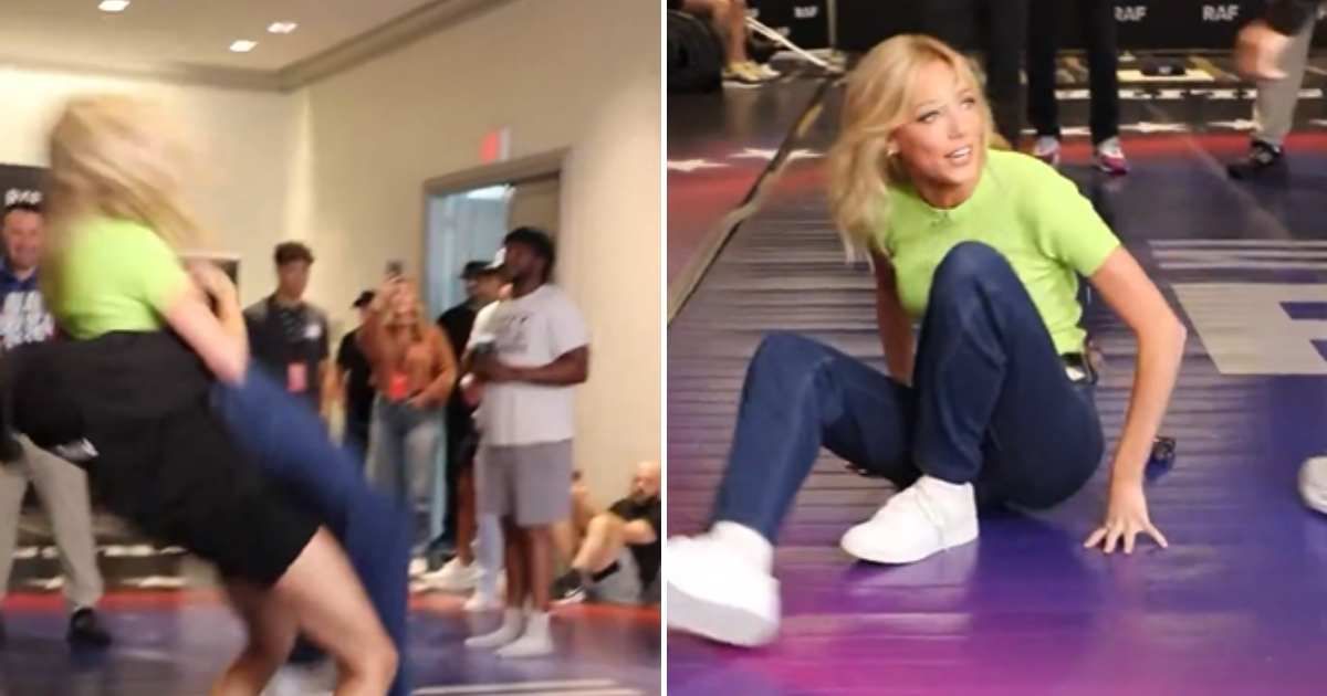 Fox News reporter Abby Hornacek took a hard suplex on live TV as she was slammed to the floor by RAF middleweight champion Kennedy Blades (Abby Hornacek/X)