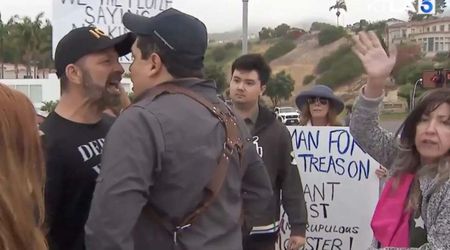 ‘No Kings’ protesters, counter-protester face off outside Trump’s SoCal golf course