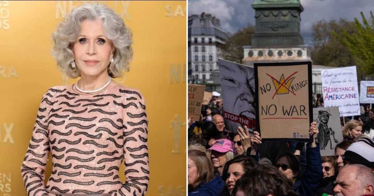 Ahead of the 'No Kings' rallies scheduled for Saturday, March 28, Jane Fonda urged people to participate, citing a deep sense of urgency and saying they should 'feel desperate' (Getty Images, AP Photo/Aurelien Morissard)