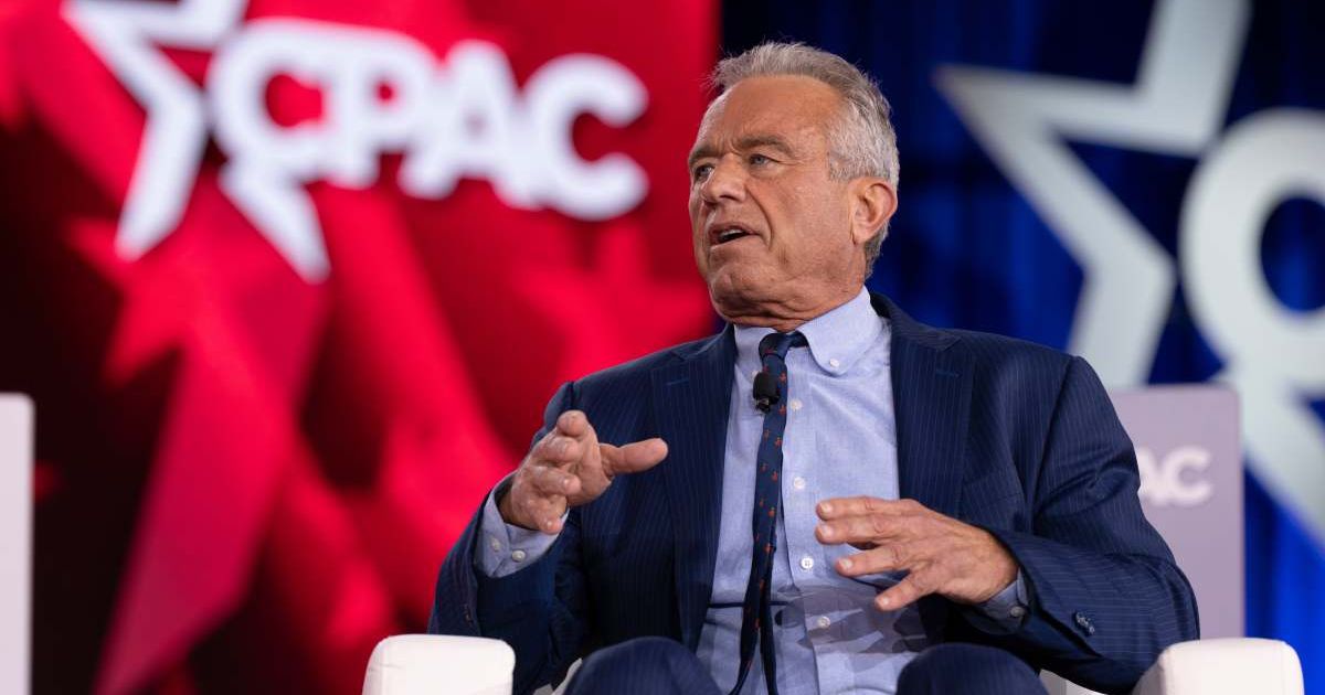 Health and Human Services Secretary Robert F Kennedy Jr speaks during a chat with CPAC Senior Fellow Mercedes Schlapp at the Conservative Political Action Conference (CPAC) in Texas on Saturday, March 28 (AP Photo/Gabriela Passos) 