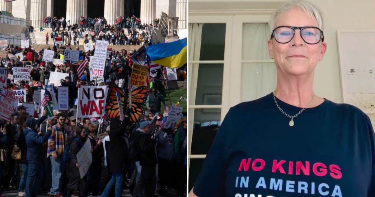 Jamie Lee Curtis showed her support for the nationwide 'No Kings' protests through a message on social media (AP Photos, @OliLondonTV/X)