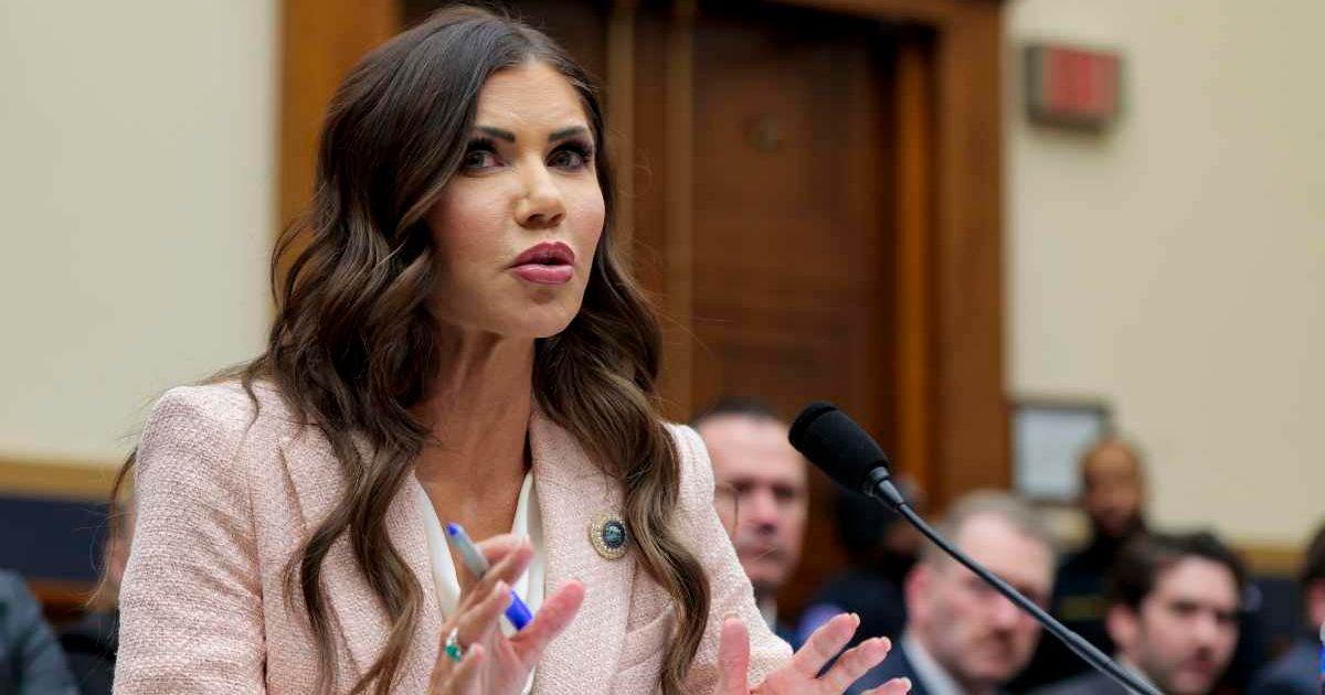 Employees at the Department of Homeland Security reportedly welcomed the removal of multiple framed photos of former chief Kristi Noem from agency offices after her reassignment (Heather Diehl/Getty Images)