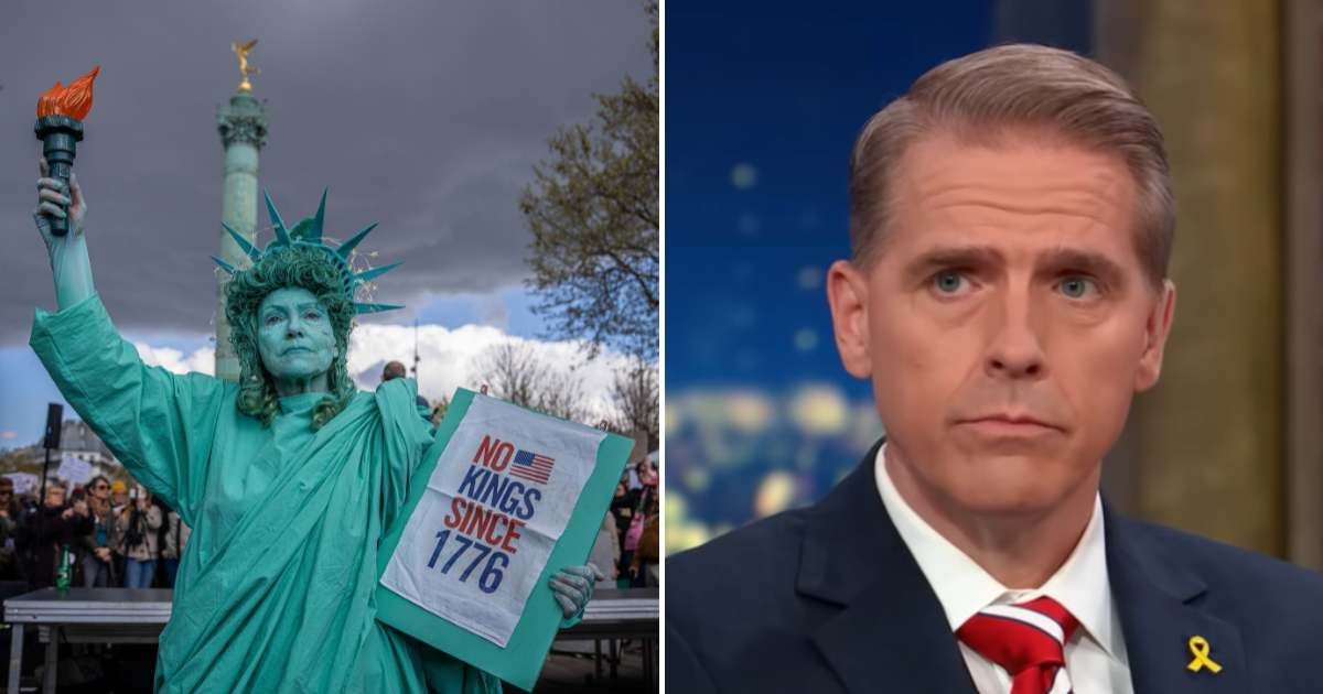 Scott Jennings cited hammer-and-sickle, transgender, and Palestinian flags at a 'No Kings' rally, saying the imagery revealed the left's political direction (AP, CNN/ Youtube)