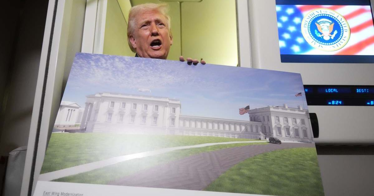 President Donald Trump refuted New York Times' report about issues with White House ballroom design (AP Photo/Mark Schiefelbein)
