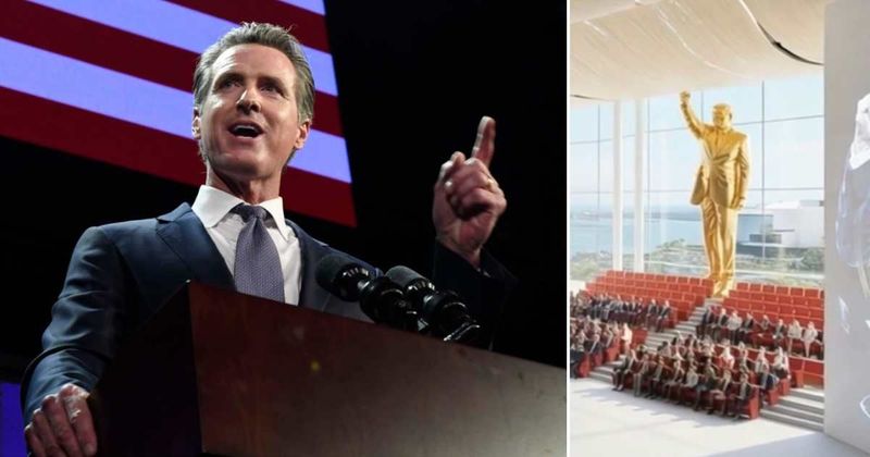 Gavin Newsom mocks Trump library’s gold statue, says it looks ‘awfully familiar’