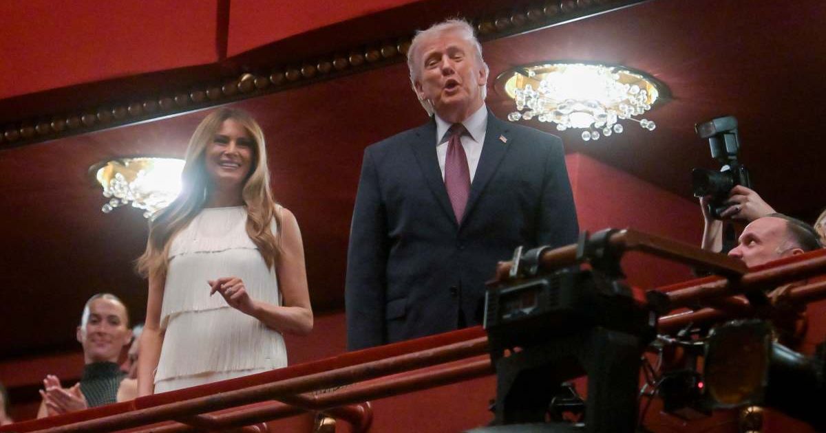 Donald Trump and first lady Melania Trump at the John F Kennedy Center for the Performing Arts, to attend the opening night of the musical 'Chicago' (AP Photo/Rod Lamkey, Jr)