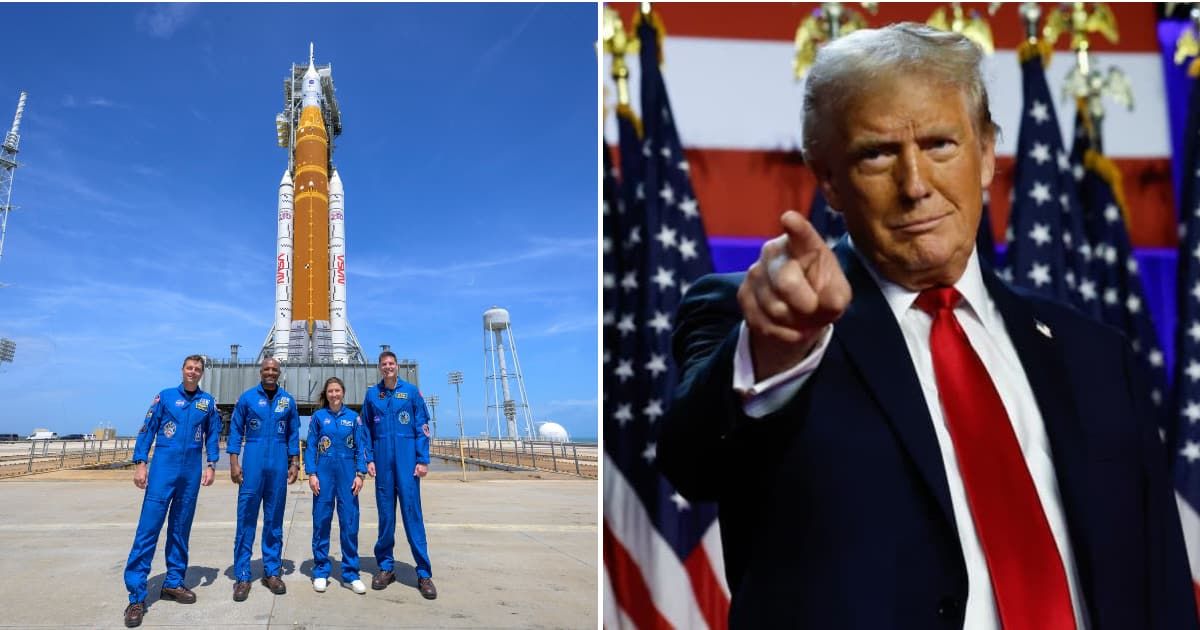 Hours after celebrating the lunar mission, the president is preparing to deliver a major address on the “status of the war” (Bill Ingalls/NASA via AP; Getty Images)