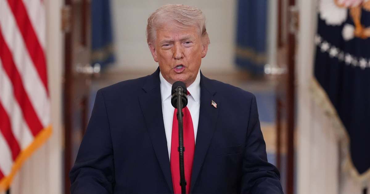 Donald Trump spoke about the Iran war from the Cross Hall of the White House on April 1, 2026, in Washington (AP Photos)