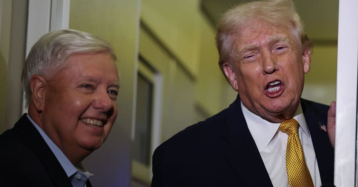 Sen. Lindsey Graham was grinning ear to ear after President Donald Trump's address to the nation on Iran war (Getty Images)