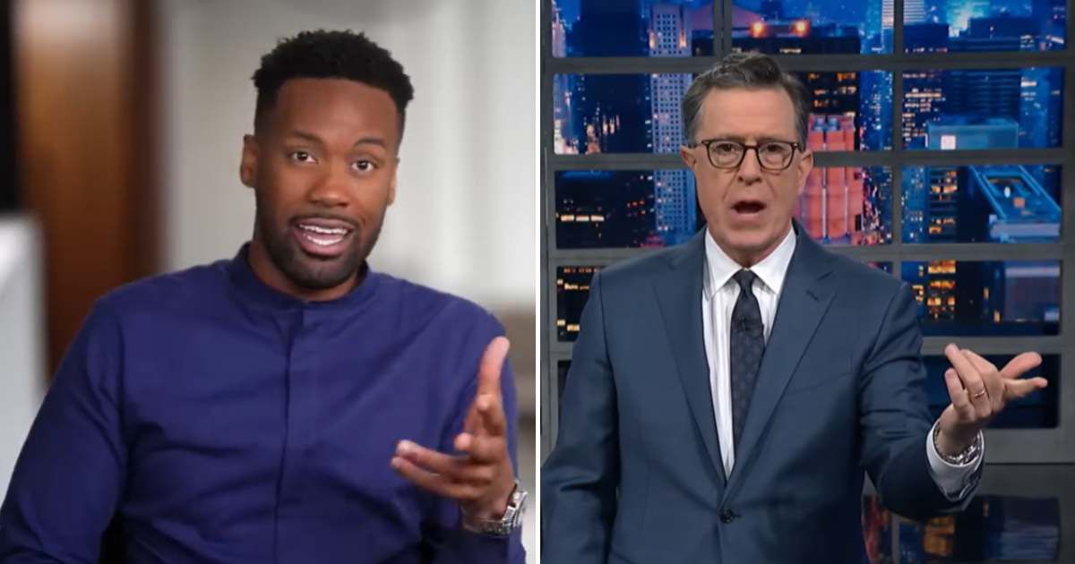Lawrence Jones criticized Stephen Colbert's April Fool's joke, saying it undermined a serious presidential address during a tense geopolitical moment (Fox News, Screengrab/ Late Show with Stephen Colbert/ YouTube)