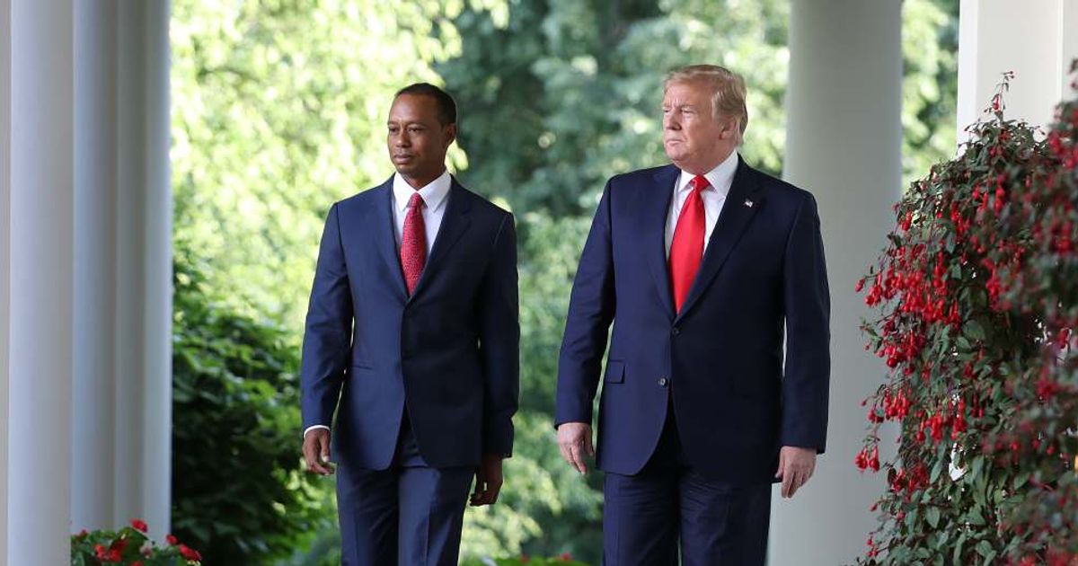 Tiger Woods told a police officer he was on a call with President Donald Trump after the Florida rollover crash that led to his DUI arrest on March 27 (Win McNamee/Getty Images)