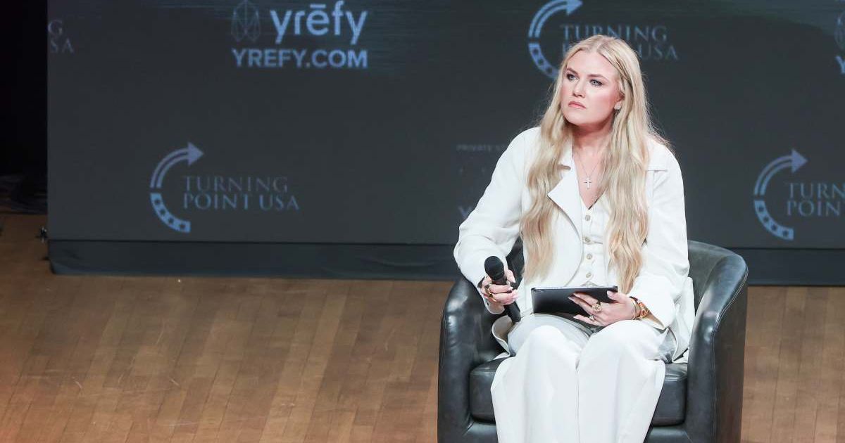 Erika Kirk spoke at a Turning Point USA event at George Washington University on April 2, 2026, in Washington, DC (Anna Moneymaker/Getty Images)