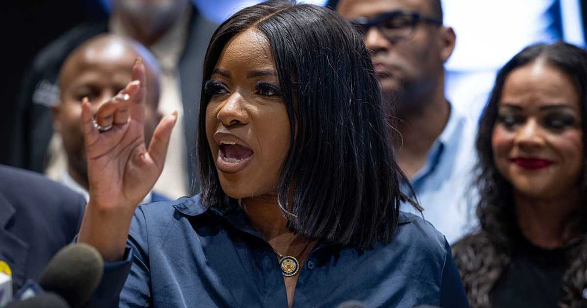 Rep Jasmine Crockett sharply criticized President Donald Trump following the removal of Attorney General Pam Bondi, arguing that her exit reflects a broader pattern in how women are treated within the administration (Getty Images)