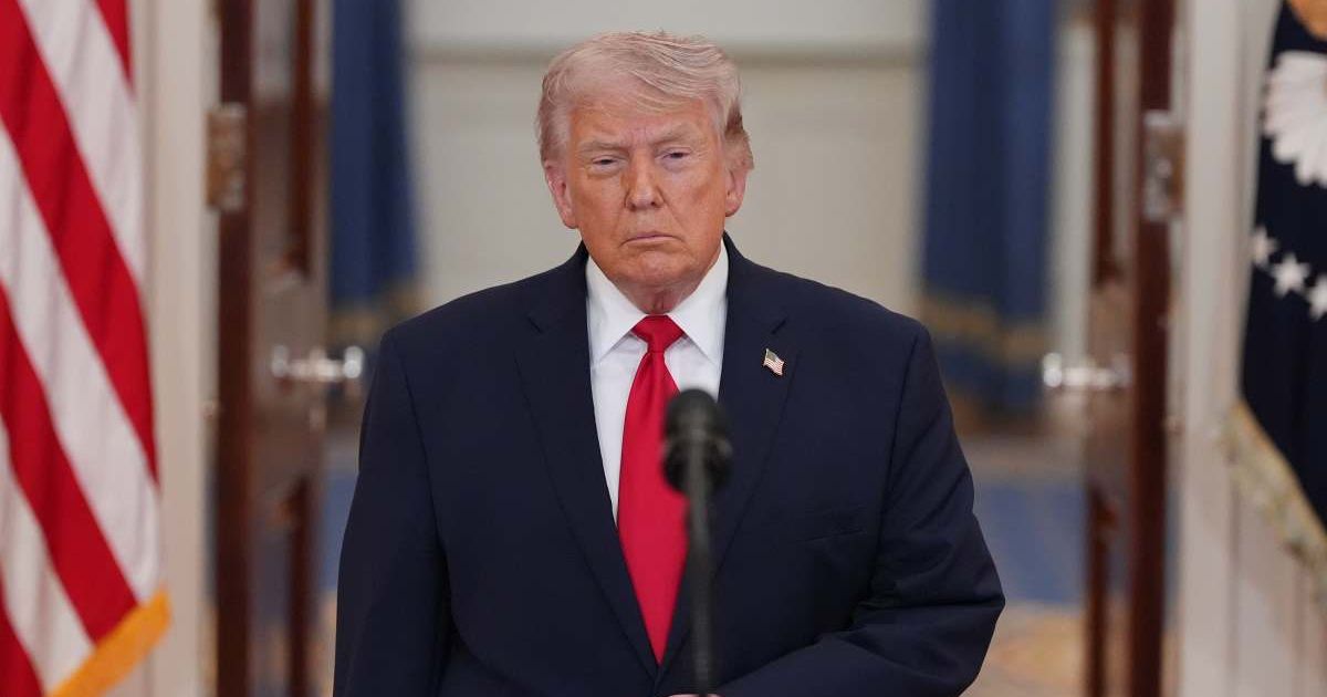 President Donald Trump spoke about the Iran conflict from the Cross Hall of the White House in Washington on April 1, 2026 (AP Photo/Alex Brandon, Pool)