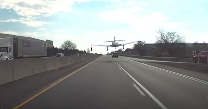 Plane lands between cars on Pennsylvania interstate, all onboard walk away safe