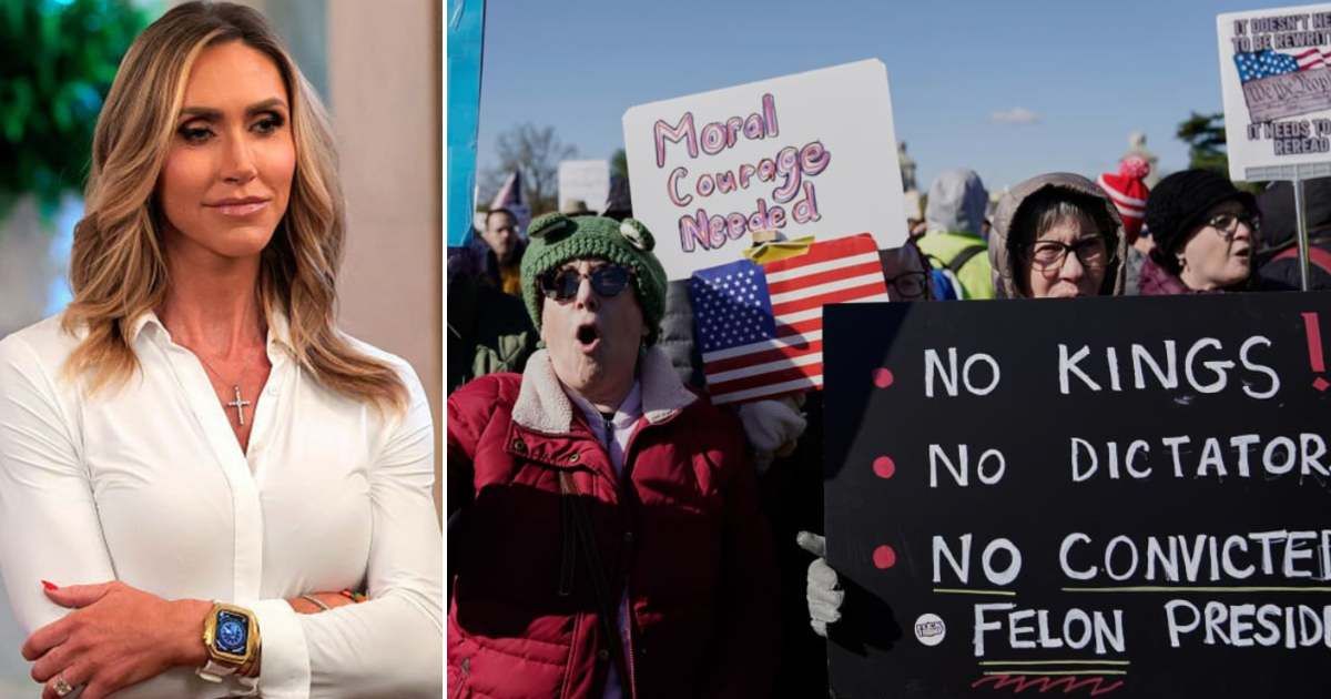 Lara Trump has raised fresh concerns about the funding and motives behind the nationwide 'No Kings' protests, suggesting that powerful financial backers are driving the movement (Getty Images)