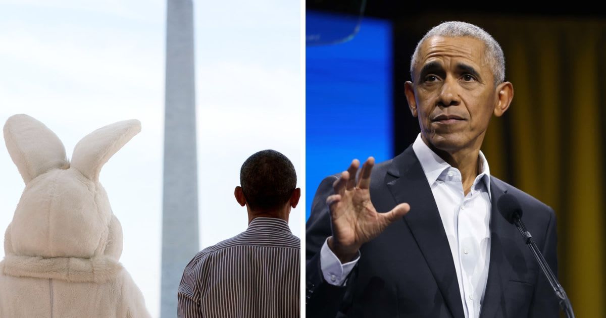 The official X account of the Democratic Party shared a post on Easter featuring former President Barack Obama, but not Joe Biden (Spencer Platt/Getty Images, X/Democrats)