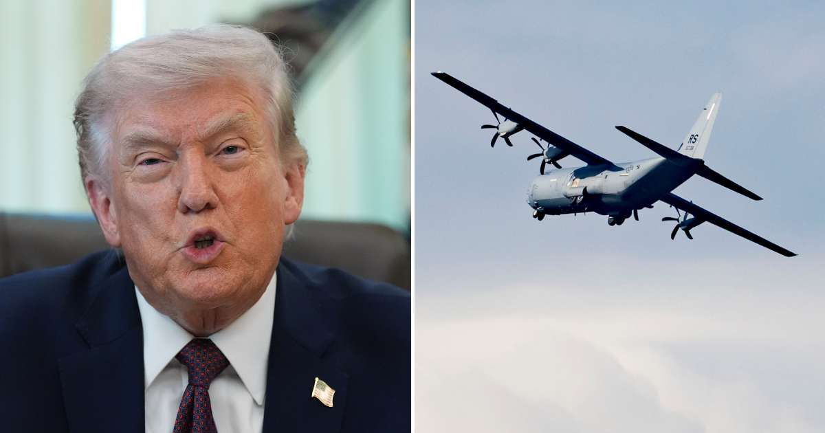 A viral screenshot claims to show a post by Donald Trump following the reported crashing of a C-130 aircraft (AP Photos, Getty Images)