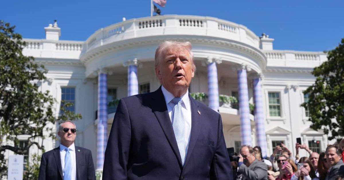 Donald Trump participates in the White House Easter Egg Roll on the South Lawn of the White House, Monday, April 6, 2026, in Washington (AP Photo/Alex Brandon)