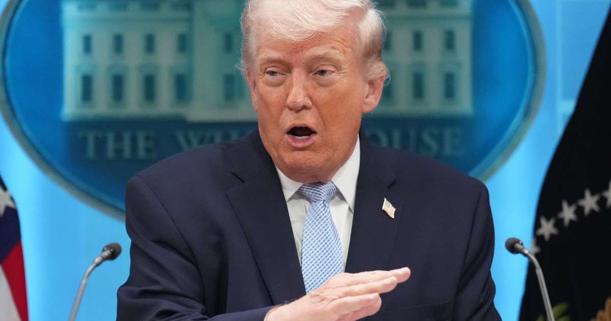 President Donald Trump speaks with reporters in the James Brady Press Briefing Room at the White House, Monday, April 6, 2026, in Washington (AP Photo/Mark Schiefelbein)