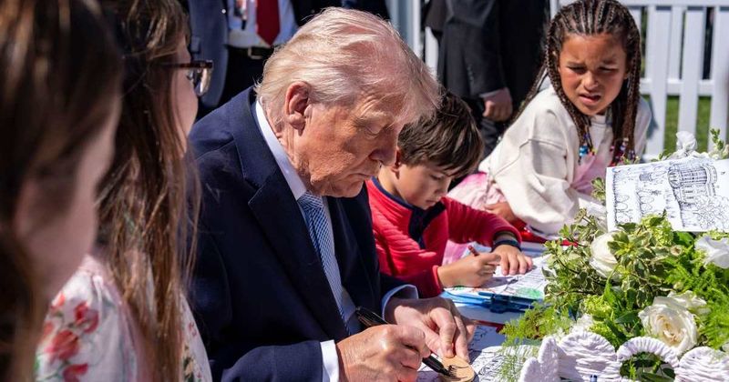 Trump jabs at Joe Biden’s ‘autopen’ use during playful moment with children at Easter Egg Roll event