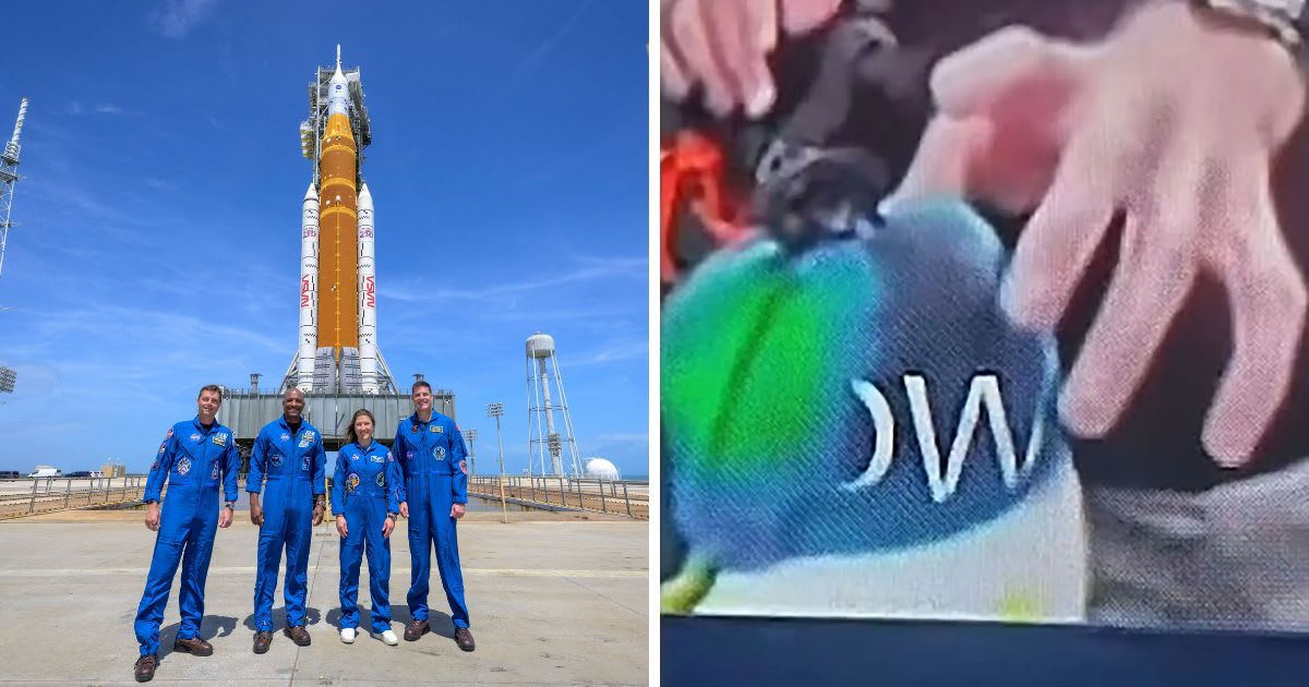 A clip of the Artemis II crew's interview, filmed on a cellphone, allegedly shows visual distortions and flickering text, prompting theories that the mission is fake (Bill Ingalls/NASA via AP, screenshot, X)