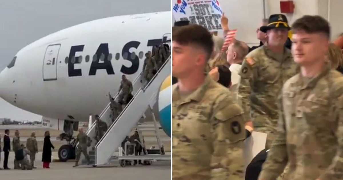 A viral clip claims to show United States soldiers' homecoming following the ceasefire with Iran (@AsifAli_Haider/X)