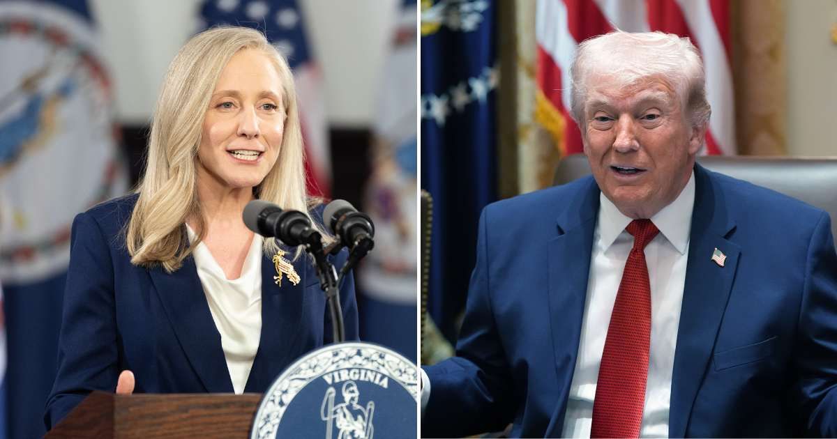 President Donald Trump criticized Virginia's new Governor Abigail Spanberger over taxes and claimed the policies were driving economic decline and business exits (Getty Images, AP Images)