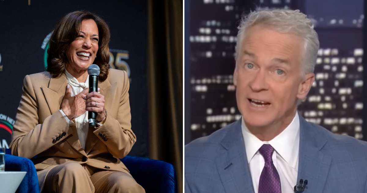 Fox News anchor Trace Gallagher criticized former Vice President Kamala Harris' potential 2028 presidential run while speaking with a panelist on Friday, April 10 (AP Photo, Screengrab/ Fox News/ YouTube)