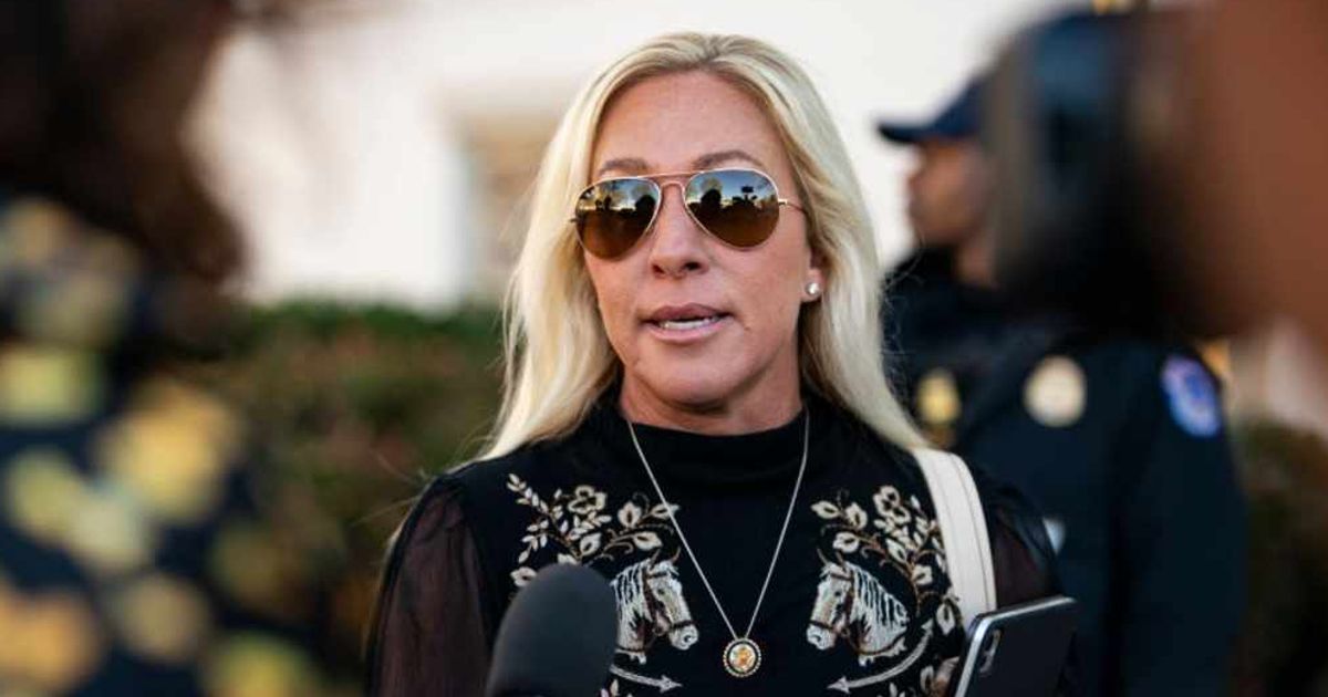 As the viral post about Marjorie Taylor Greene saying she is joining the Democratic Party gained traction, several users began questioning whether the claim was genuine (Getty Images)