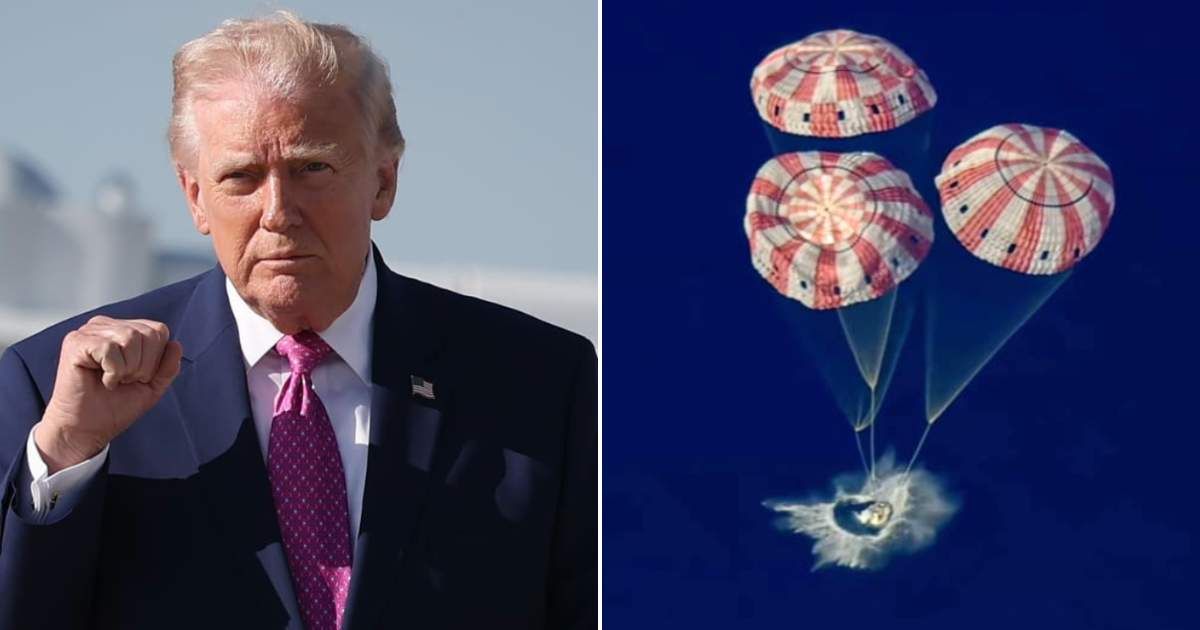 President Donald Trump had a TV brought into his Virginia winery’s $1M-per-person fundraiser so guests could watch the Artemis II splashdown (Getty Images, AP)