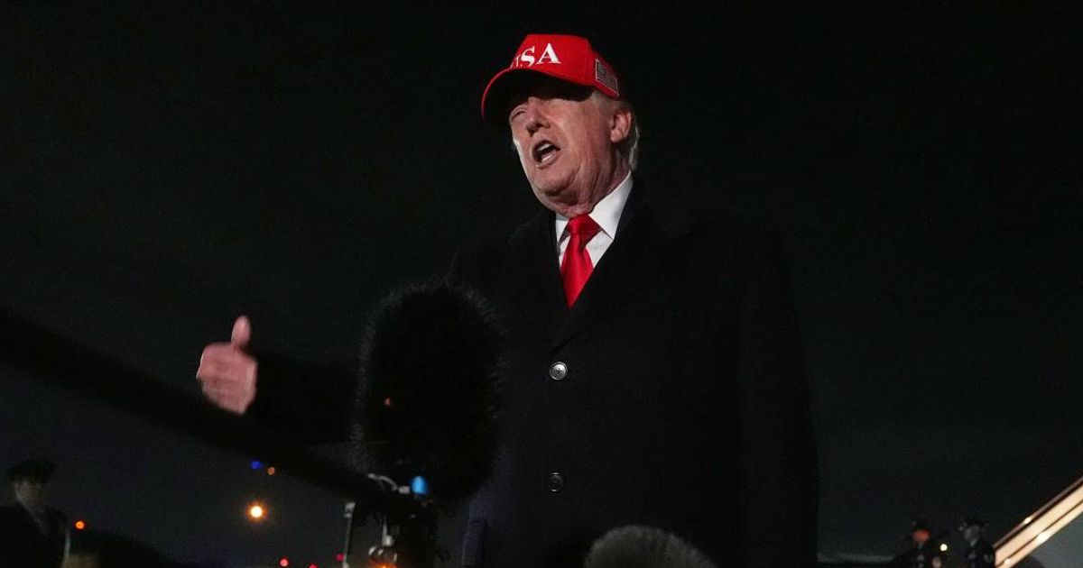 President Donald Trump  voiced strong dissatisfaction with NATO while speaking with reporters at Joint Base Andrews on Sunday, April 12 (AP Photo/Julia Demaree Nikhinson)