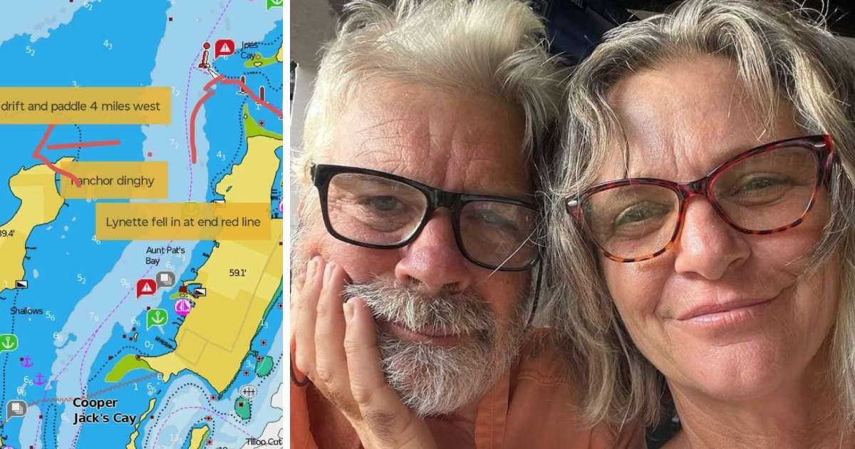 The annotated maps apparently outline what Brian Hooker describes as the dinghy route on the night his wife Lynette Hooker disappeared (CBS News, Facebook/Lynette Hooker)
