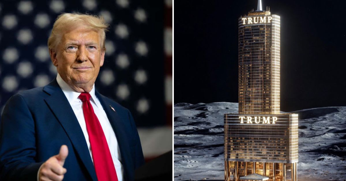 Donald Trump shared the mock-up image just days after the successful completion of the Artemis II mission (Brandon Bell/Getty Images, Truth Social)