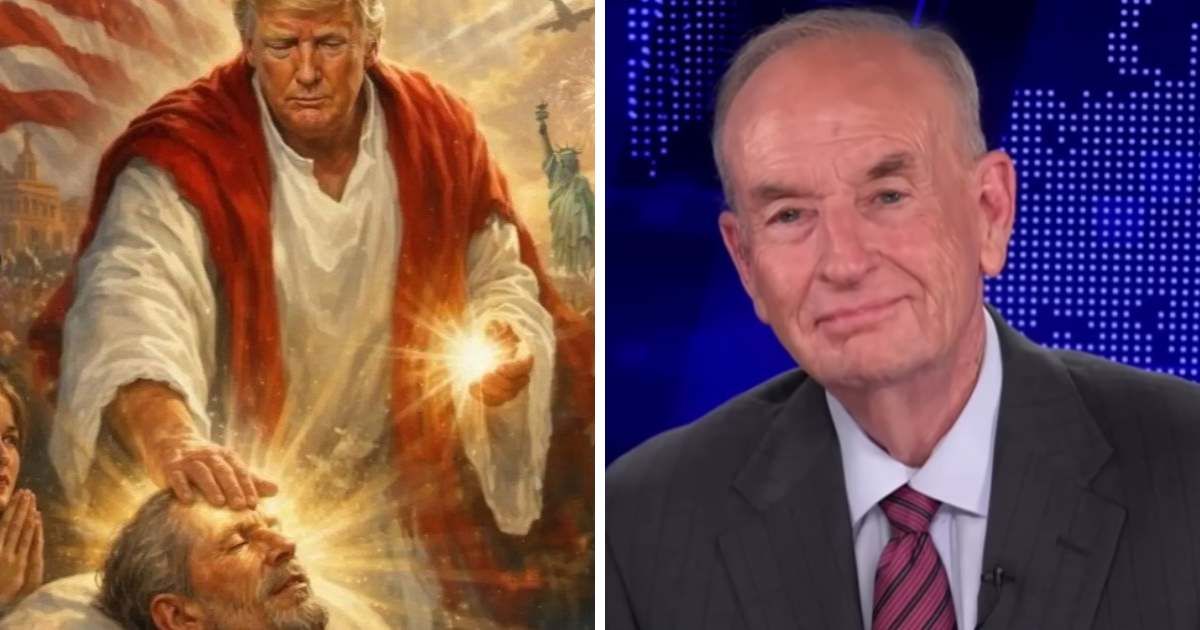 Bill O’Reilly accused the media of hypocrisy while defending Donald Trump amid backlash over the president sharing an AI-generated image depicting himself as Jesus (TruthSocial, Screengrab/NewsNation/YouTube)