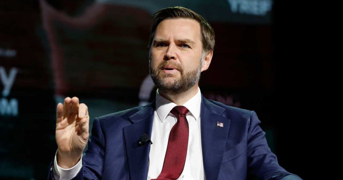 JD Vance speaks at a Turning Point USA event at the University of Georgia amid interruptions from a heckler over Gaza (AP Photo/Erik S. Lesser)