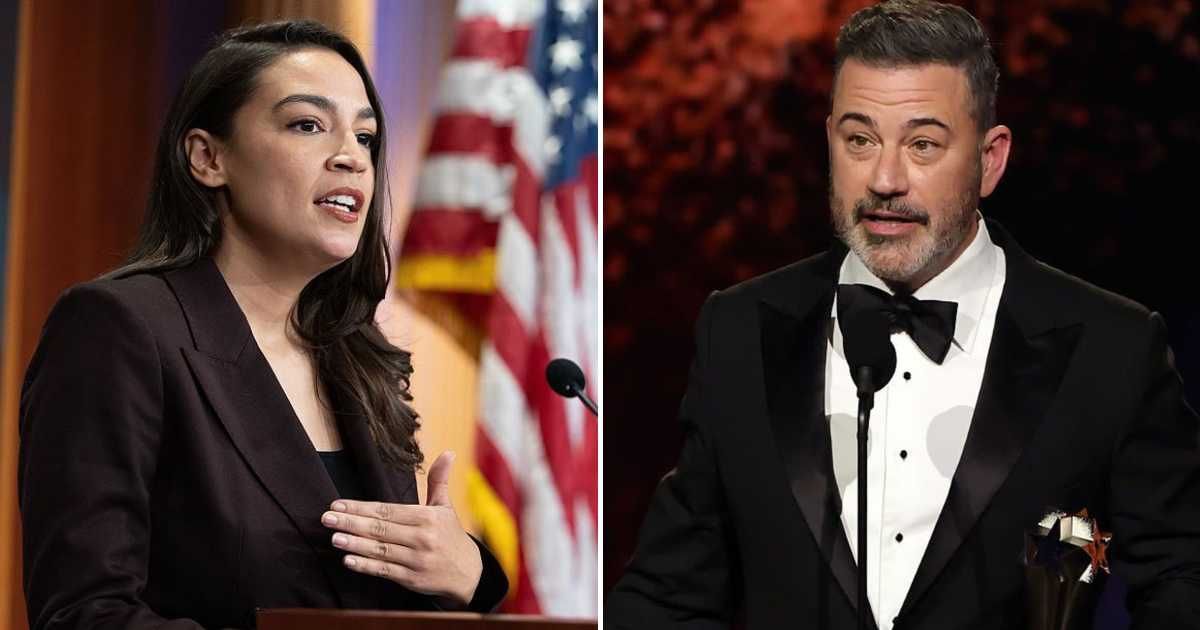 A viral claim alleged that Rep Alexandria Ocasio-Cortez was involved in an affair with late-night host Jimmy Kimmel, reportedly ending a two-year relationship with a Washington DC socialite (Getty Images)