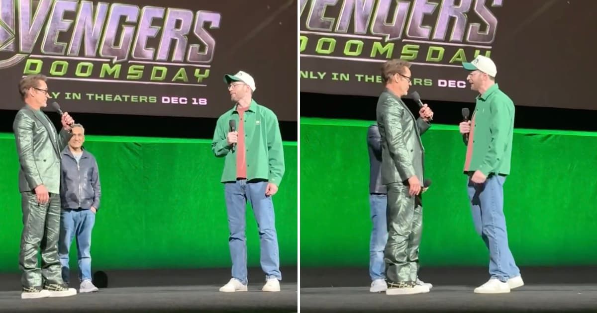 Robert Downey Jr and Chris Evans reunite on stage, delivering a moment fans didn’t know they needed (@MarvelStudios/X)