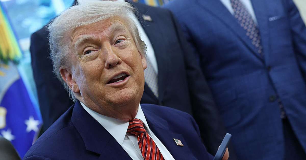 President Donald Trump criticized NATO as a 'paper tiger' after the Strait of Hormuz reopened, claiming the alliance offered support too late (Win McNamee/Getty Images)