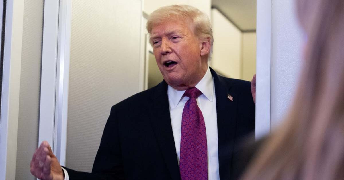 President Donald Trump speaks with reporters while in flight aboard Air Force One on Friday, April 17, 2026 (AP Photo/Alex Brandon)