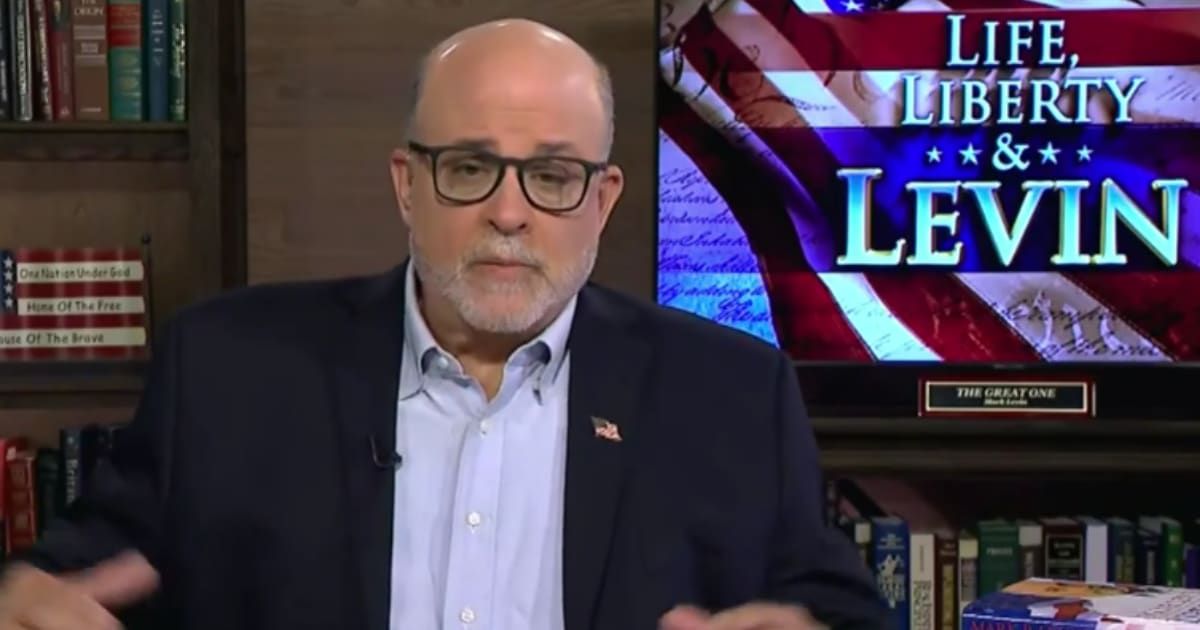 Mark Levin hailed Donald Trump over the prospect of the peace deal and claimed Democrats would not uphold it if any of them became president (Screengrab/Fox News)